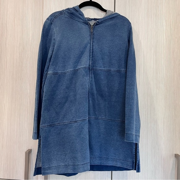 J Jill | Stretchy Jean Zip Up Hooded Jacket | Petite Size Large (LP) - Picture 1 of 10